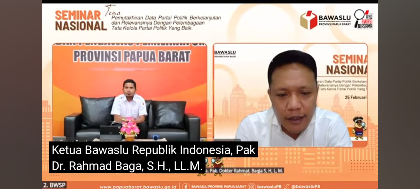 Pemateri Seminar Nasional Oleh Staf Ahli Bawaslu RI, Dayanto dan Dimoderatori Oleh Staf Bawaslu Provinsi Papua Barat. 