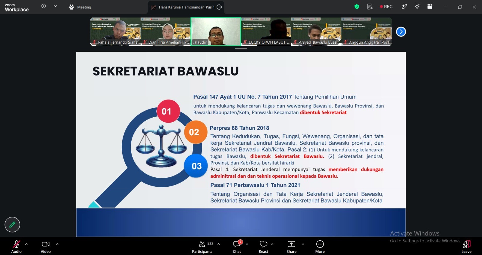 Penyampaian Materi Terkait Indeks Kerawanan Pemilu (IKP) Pemilu dan Pemilihan Serentak 2024